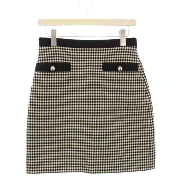 【中古】グッチ GUCCI タイトスカート ミニ ギンガムチェック 38 白 黒 740533 /KH レディース