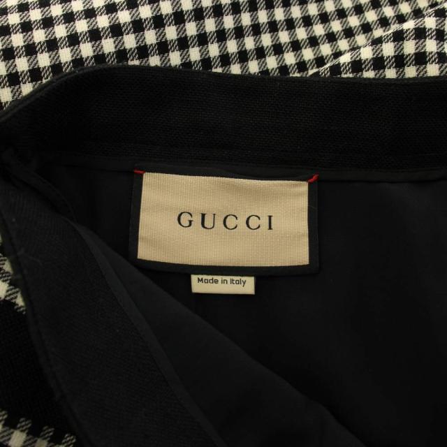 【中古】グッチ GUCCI タイトスカート ミニ ギンガムチェック 38 白 黒 740533 /KH レディース_2