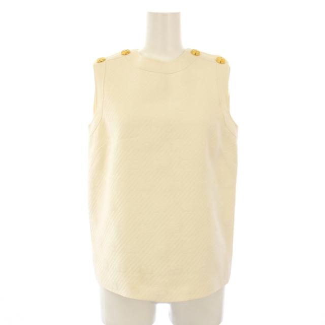 【中古】グッチ GUCCI GG柄 ノースリーブカットソー 金ボタン 36 白 609178 /KH レディース