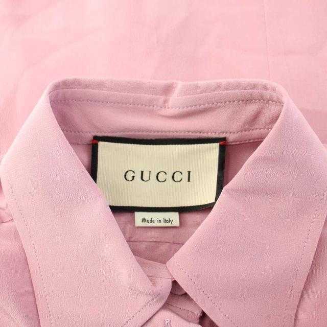 【中古】グッチ GUCCI カッターシャツ ブラウス 長袖 インターロッキング刺繍 36 ピンク 627407 /KH レディース