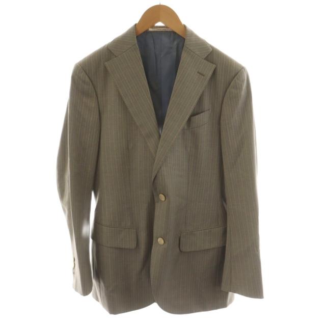 【中古】ドーメル Takizawa Shigeru テーラードジャケット シングル ストライプ柄 ウール 44 ベージュ