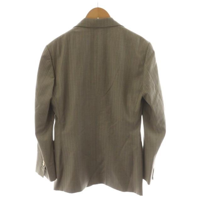【中古】ドーメル Takizawa Shigeru テーラードジャケット シングル ストライプ柄 ウール 44 ベージュ_1