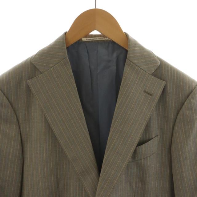 【中古】ドーメル Takizawa Shigeru テーラードジャケット シングル ストライプ柄 ウール 44 ベージュ_4