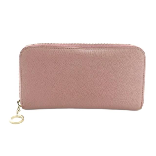 【中古】ブルガリ BVLGARI ビーゼロワン 長財布 ラウンドファスナー 小銭入れ 型押し ピンク /MI ■OH レディース