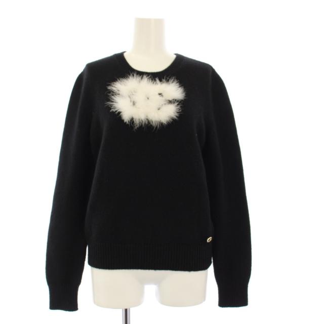 【中古】シャネル CHANEL 24SS ココマーク ファー セーター ニット 長袖 カシミヤ 36 黒 P76044K10969 /KH レディース