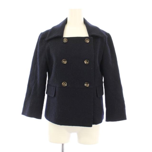 【中古】マディソンブルー MADISONBLUE ジャケット アウター ショート丈 ウール ダブル ワンカラー S 紺 ネイビー