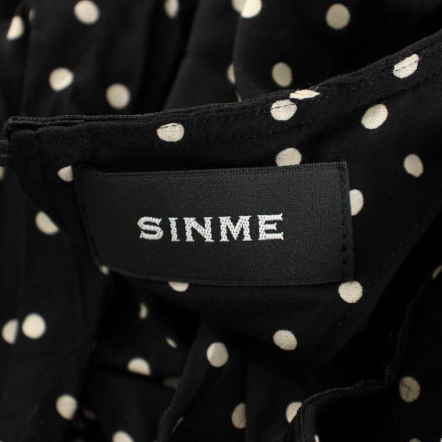 【中古】シンメ SINME ワンピース ロング ドット柄 7分袖 M 黒 ブラック /AN68 レディース