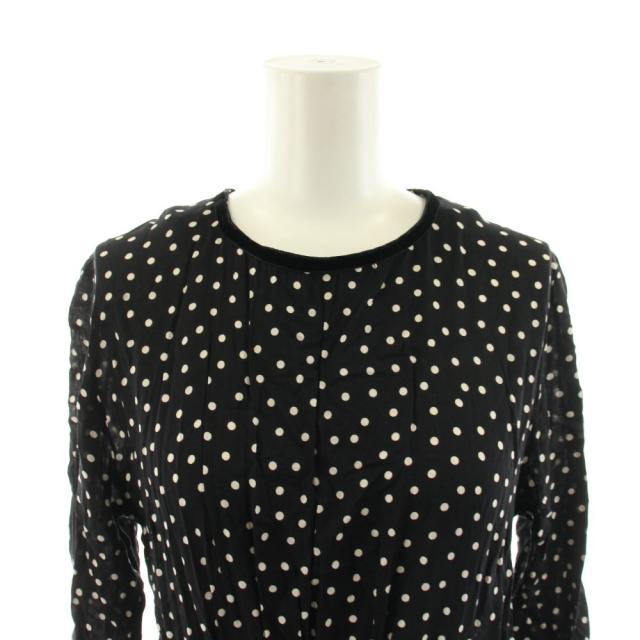 【中古】シンメ SINME ワンピース ロング ドット柄 7分袖 M 黒 ブラック /AN68 レディース