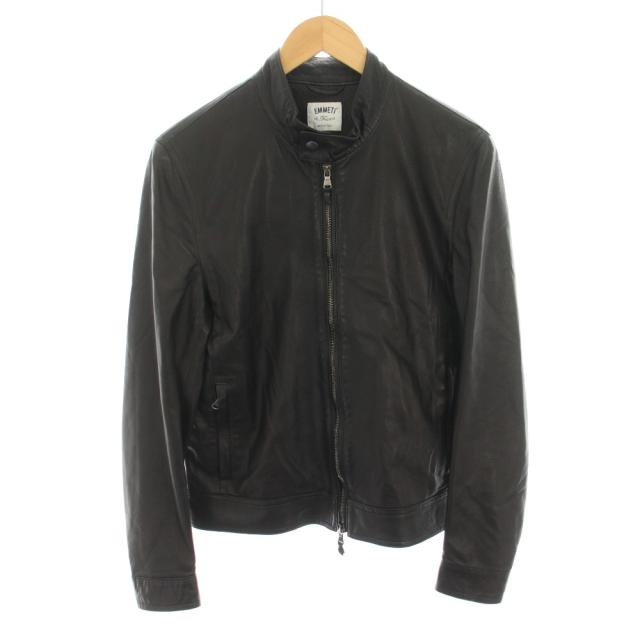 【中古】エンメティ ビームス別注 ユリ シングルレザーライダース ラムレザー 46 黒 24-18-0010-309 メンズ