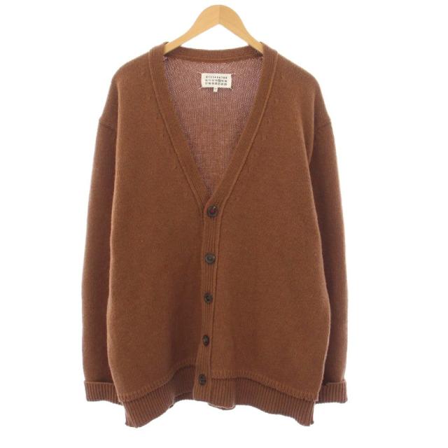 【中古】メゾンマルジェラ 14 21AW Wool Decortique cardigan ニットカーディガン 長袖 エルボーパッチ S 茶