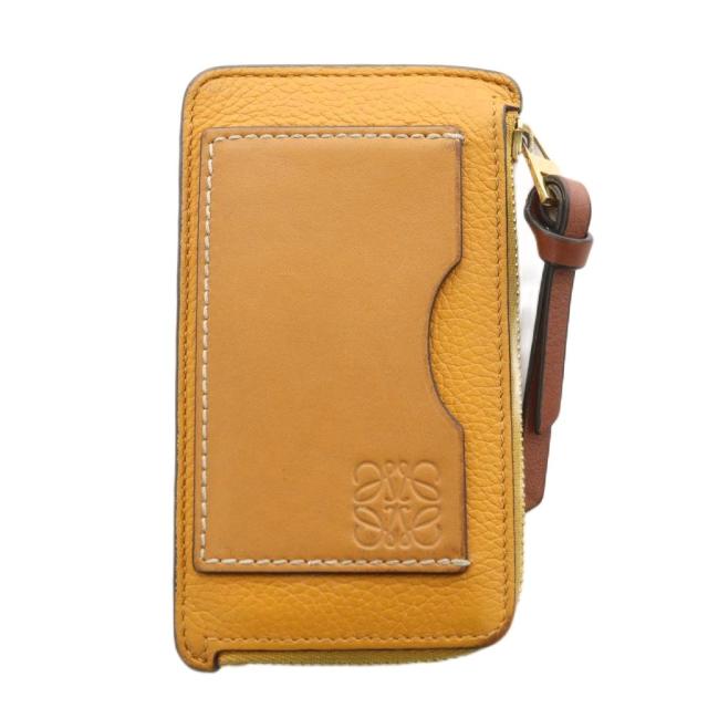 【中古】ロエベ LOEWE アナグラム フラグメントケース コインケース 小銭入れ カードケース レザー 黄 イエロー