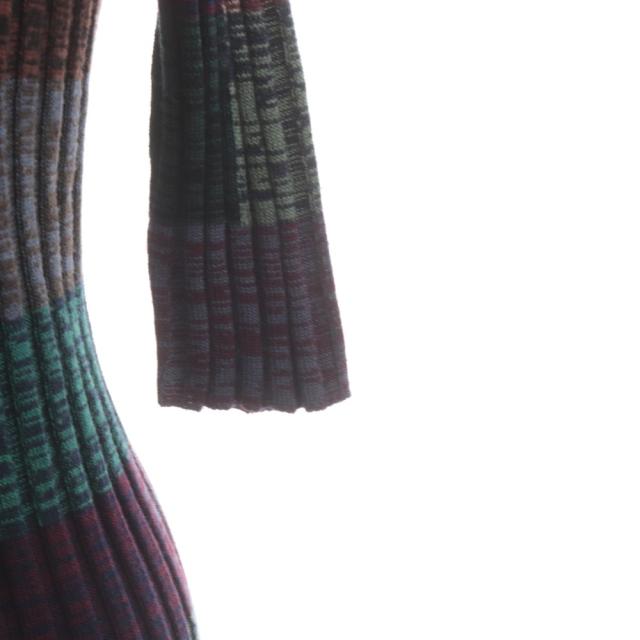 【中古】プラダ PRADA ニットポロシャツ 絹 シルク混 38 マルチカラー パッチワーク柄 リブニット 七分袖 P24C1P_5
