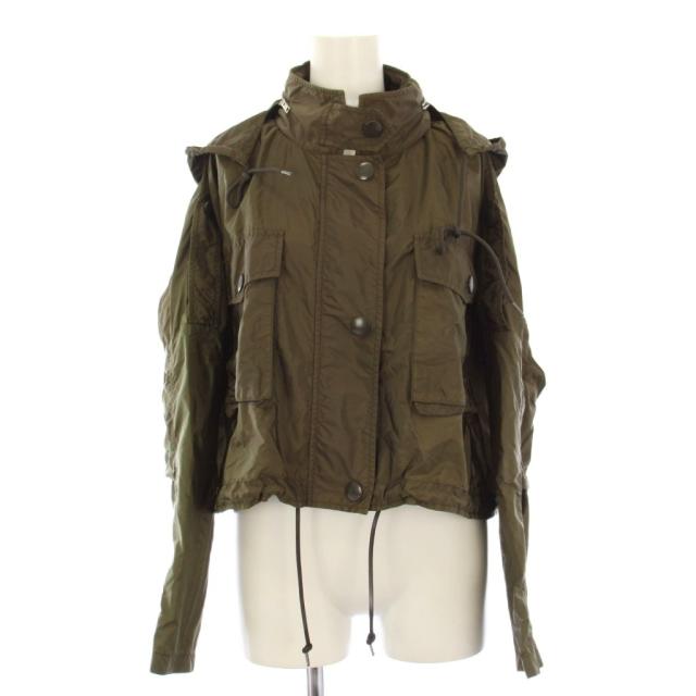 【中古】プラダ PRADA マウンテンパーカー フーディジャケット クロップド 36 カーキ 29X773 S201 Q04 /KH