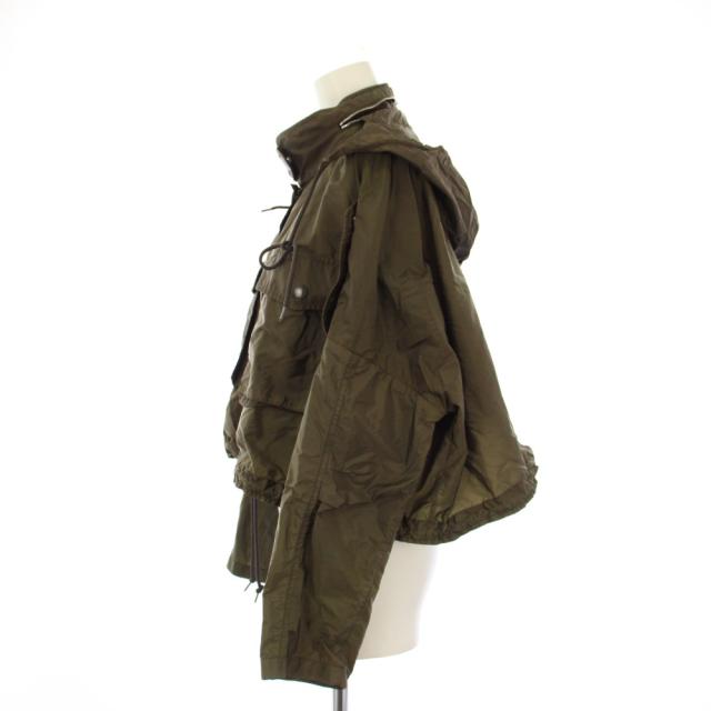 【中古】プラダ PRADA マウンテンパーカー フーディジャケット クロップド 36 カーキ 29X773 S201 Q04 /KH_1