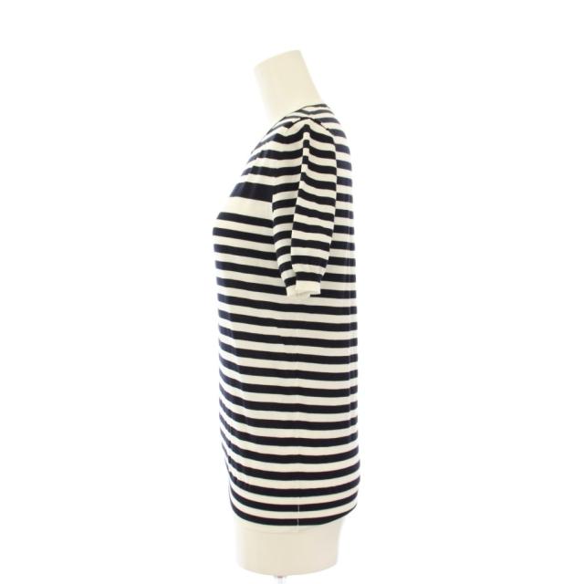 【中古】プラダ PRADA 23SS ボーダーニット カットソー ロゴ 半袖 36 黒 白 P24V1D S231 12X9 /KH レディース_1