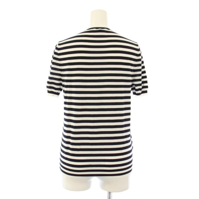 【中古】プラダ PRADA 23SS ボーダーニット カットソー ロゴ 半袖 36 黒 白 P24V1D S231 12X9 /KH レディース_2