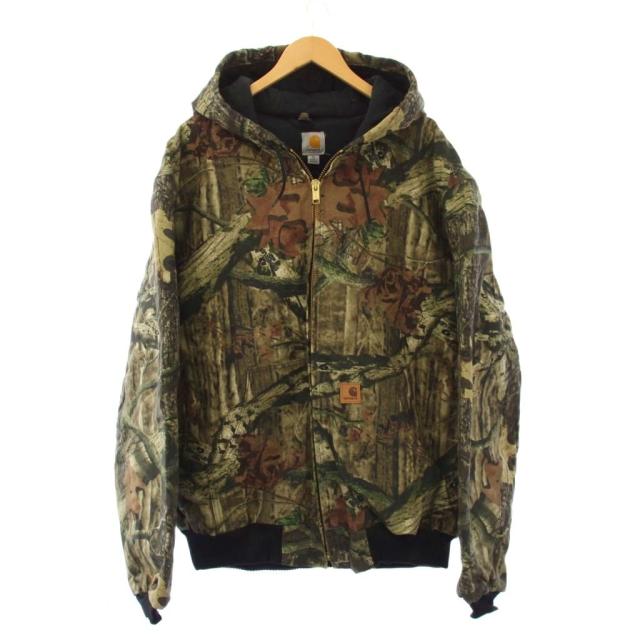 【中古】カーハート carhartt リアルツリーカモ アクティブジャケット フーディ ジップアップ XL カーキ /KH メンズ