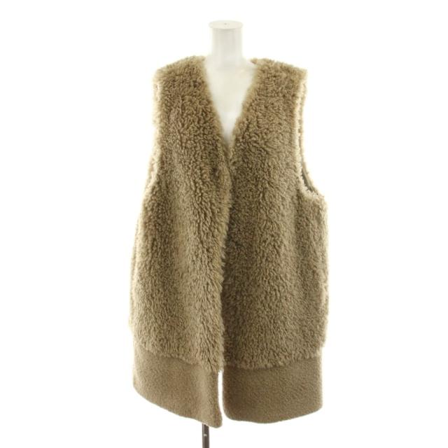 【中古】23区 オンワード樫山 23AW ECOPEL カーリーファーコンビ ジレ ベスト 44 ベージュ JKWWSA0206 /AN2