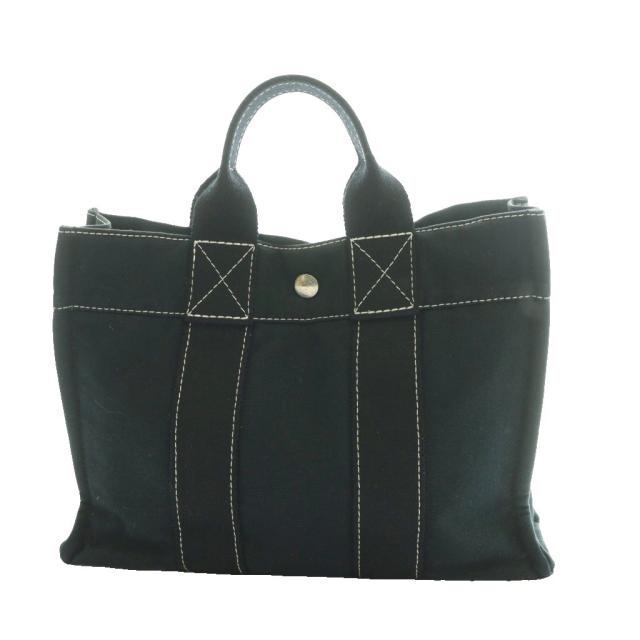 【中古】エルメス HERMES ドーヴィル PM トートバッグ 黒 ブラック /SS ■OS レディース