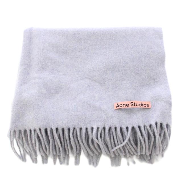 【中古】アクネ ストゥディオズ Acne Studios マフラー フリンジ ロゴ 水色 ライトブルー 紫 パープル グレー /BB
