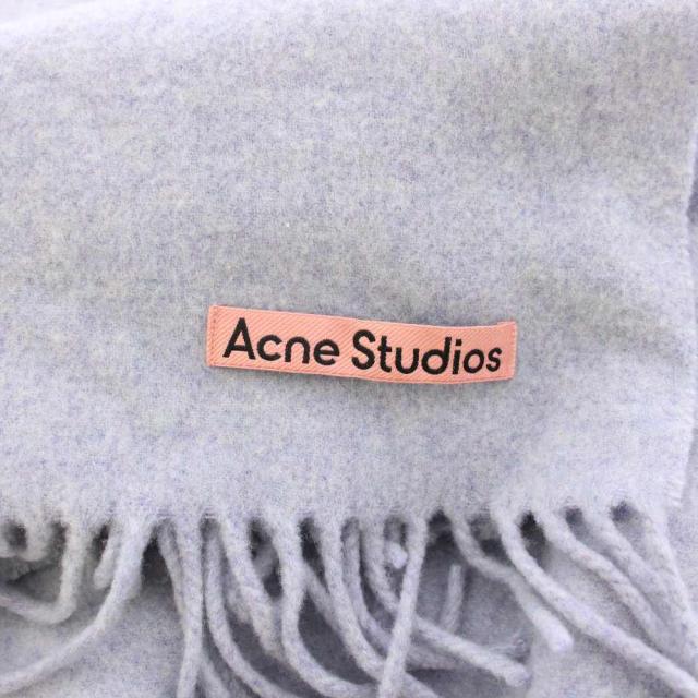【中古】アクネ ストゥディオズ Acne Studios マフラー フリンジ ロゴ 水色 ライトブルー 紫 パープル グレー /BB_3