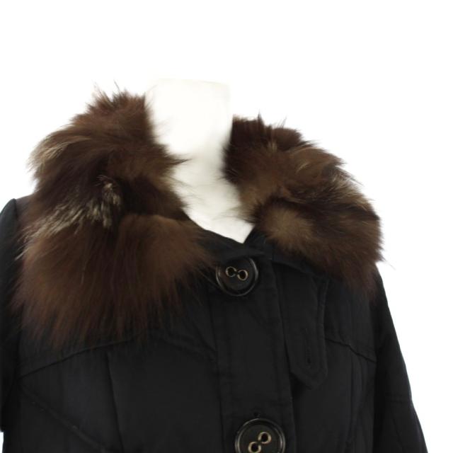 【中古】バーバリーブルーレーベル BURBERRY BLUE LABEL ダウンコート ミドル丈 裏地ノバチェック フォックスファー_4