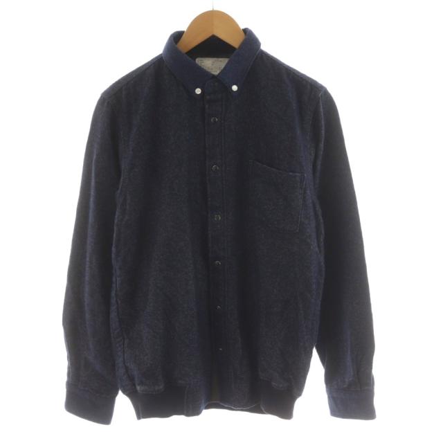 【中古】サカイ sacai ボタンダウンシャツ 長袖 ウール 2 紺 ネイビー 14-00650M /AN40 メンズ