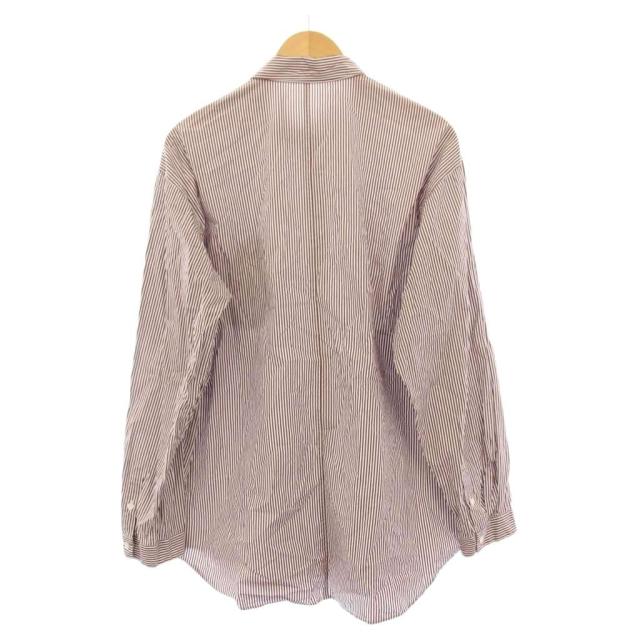【中古】エイトン ATON GIZA STRIPE WASHED SHIRT ストライプシャツ 長袖 04 ボルドー 白 BLAGCW1004 /KH メンズ_1