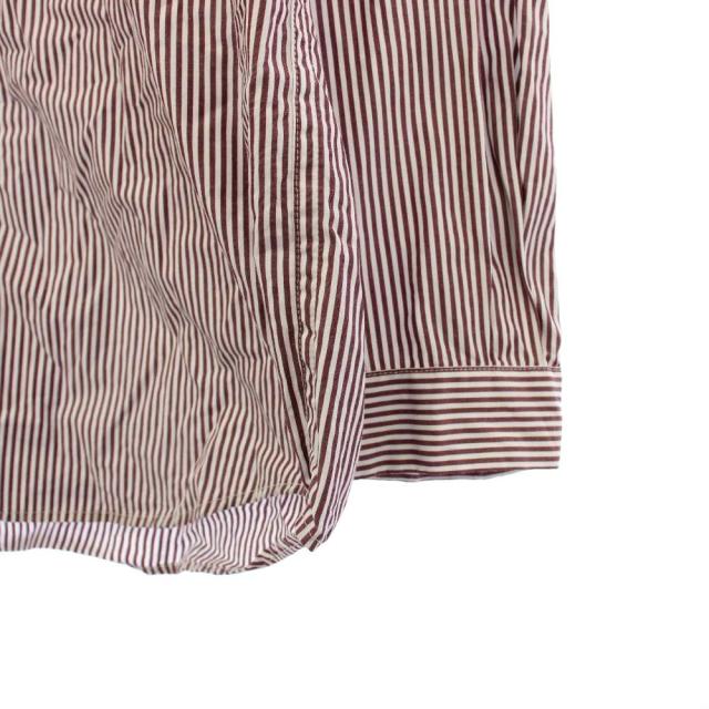 【中古】エイトン ATON GIZA STRIPE WASHED SHIRT ストライプシャツ 長袖 04 ボルドー 白 BLAGCW1004 /KH メンズ_4