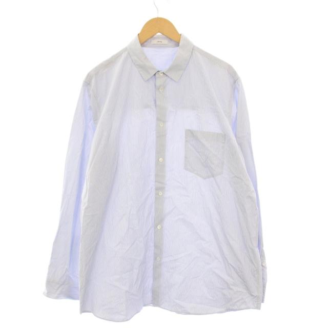 【中古】エイトン ATON GIZA STRIPE STANDARD SHIRT ストライプスタンダードシャツ 長袖 06 青 BLAGSM1001 /KH メンズ