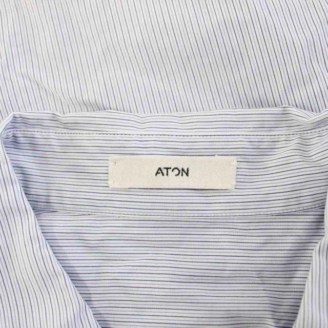 【中古】エイトン ATON GIZA STRIPE STANDARD SHIRT ストライプスタンダードシャツ 長袖 06 青 BLAGSM1001 /KH メンズ_2