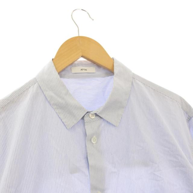 【中古】エイトン ATON GIZA STRIPE STANDARD SHIRT ストライプスタンダードシャツ 長袖 06 青 BLAGSM1001 /KH メンズ_3