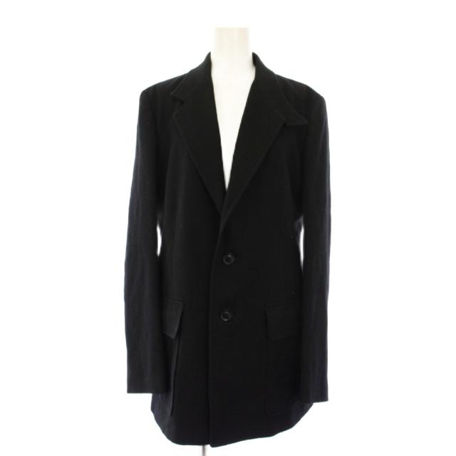 【中古】ワイズ Y's MILLING WOOL SERGE NOTCHED LAPEL JACKET テーラードジャケット ミドル丈 2 黒 YL-J05-523 /KH