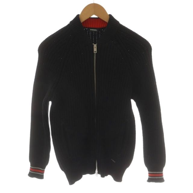 中古】ディーゼル DIESEL ニットジャケット ジップアップ XS 黒