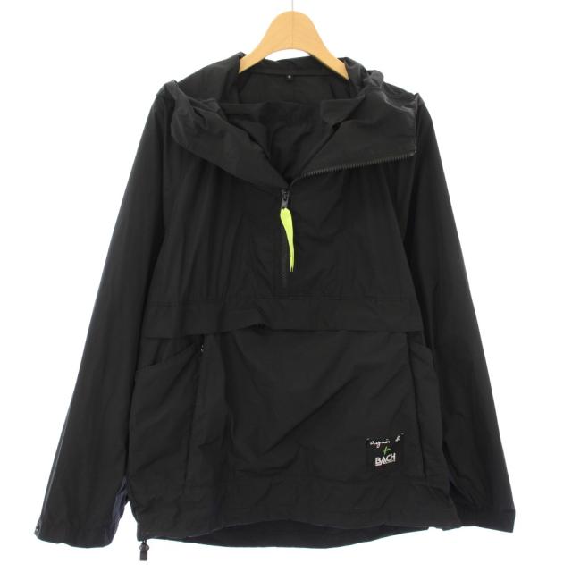 【中古】アニエスベー agnes b. BACH TRACER アノラックジャケット SOLOTEX ハーフジップ XS 黒 ブラック /TK メンズ