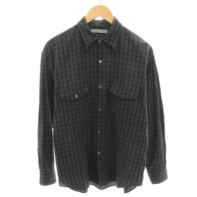 【中古】セブンバイセブン 7×7 シャツ 長袖 チェック柄 M グレー 黒 ブラック SBSS18TSHC /YT メンズ