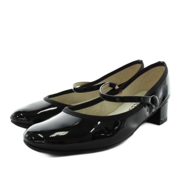 【中古】レペット Repetto パンプス チャンキーヒール ラウンドトゥ エナメル 37.5 黒 ブラック /AN52 レディース