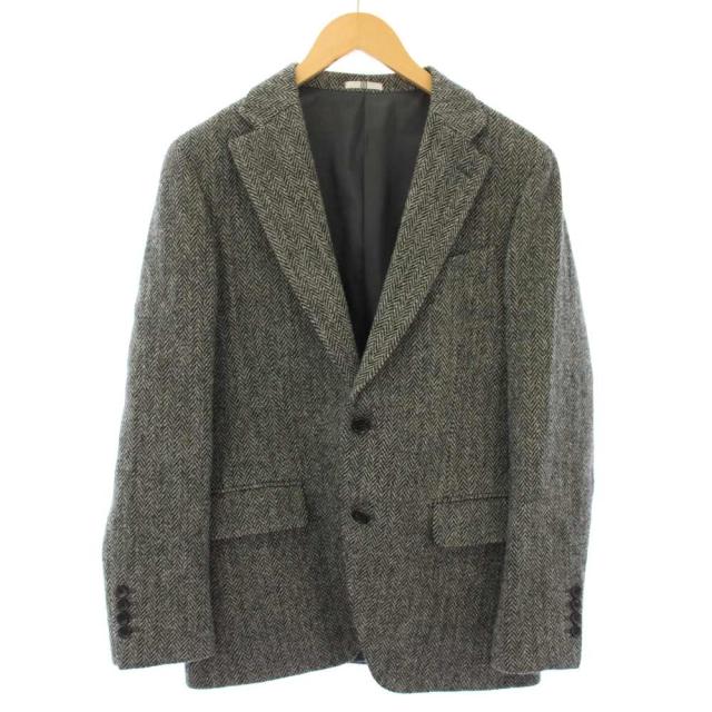 【中古】スーツセレクト Harris Tweed生地 ウール2釦ジャケット テーラードジャケット AB5 グレー JSJ2000 /TK メンズ