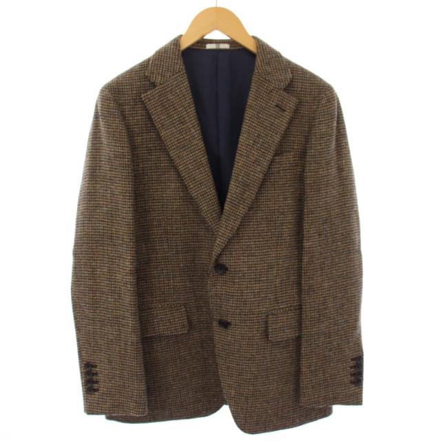 【中古】スーツセレクト Harris Tweed生地 ウール2釦ジャケット テーラードジャケット AB5 茶 JSJ2102 メンズ