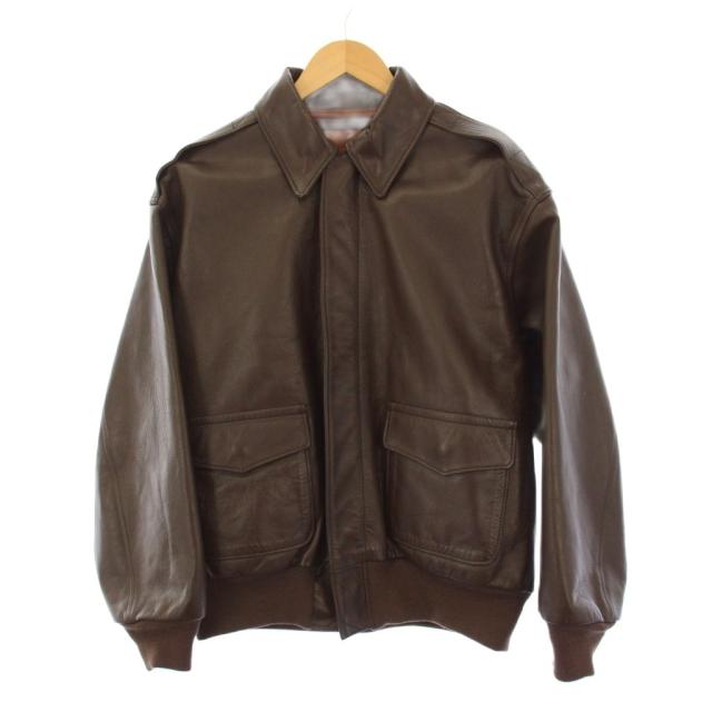 【中古】アヴィレックス AVIREX 7522 A-2フライトジャケット 革ジャン カウレザー S 茶 7832950008 /KH メンズ