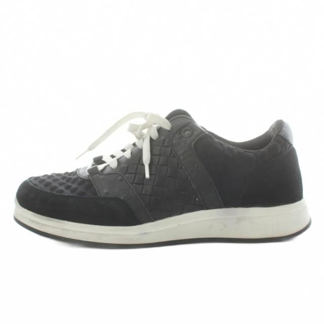 【中古】ボッテガヴェネタ BOTTEGA VENETA スニーカー シューズ レザー 37.5 黒 ブラック /AN81 レディース