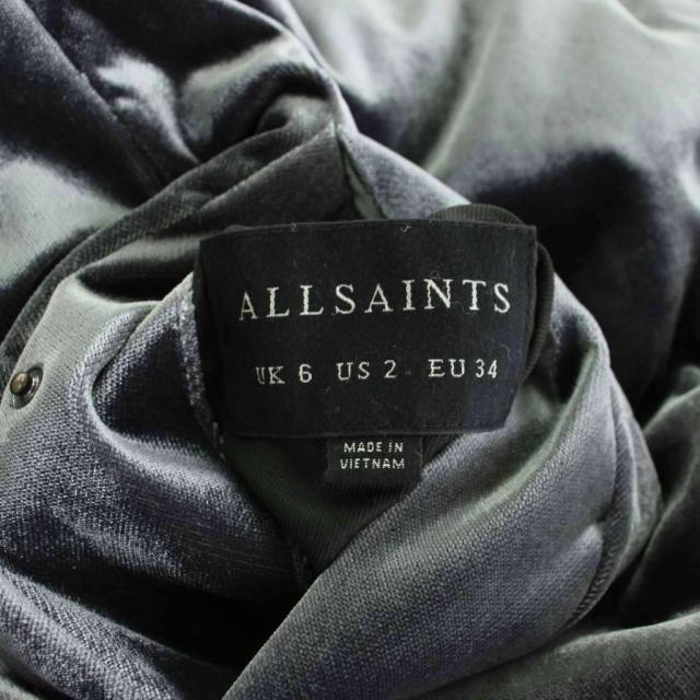 【中古】オールセインツ Lacey Reversible Puffer Coat リバーシブル ダウンコート ショート丈 ベロア US2 グレー 黒