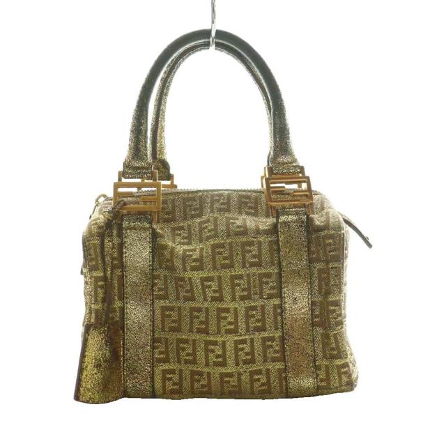 【中古】フェンディ FENDI ズッキーノ ミニ ボストンバッグ ハンド ゴールドカラー /SS ■OS ■OH レディース