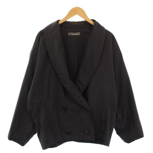 【中古】イッセイミヤケ ISSEY MIYAKE 筆タグ 80s ヴィンテージ ダブル ナイロンジャケット M ネイビー レディース