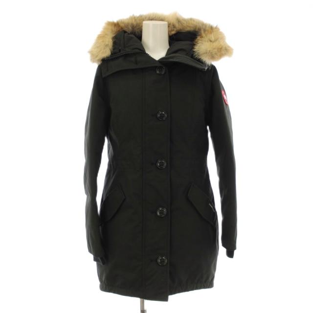 【中古】カナダグース CANADA GOOSE ROSSCLAIR PARKA FF ダウンコート フーディ コヨーテファー M 黒 2580LA /KH