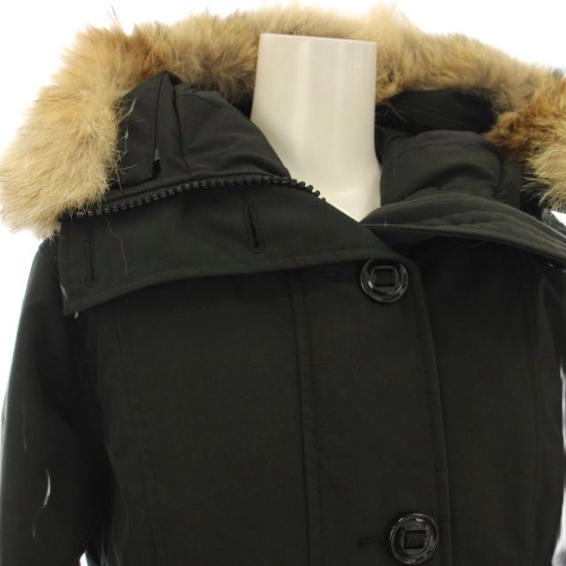 【中古】カナダグース CANADA GOOSE ROSSCLAIR PARKA FF ダウンコート フーディ コヨーテファー M 黒 2580LA /KH_5