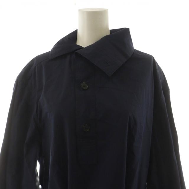 【中古】ジルサンダープラス JIL SANDER＋ 23SS ワンピース ロング丈 スタンドカラー スリット 長袖 32 紺 ネイビー_5