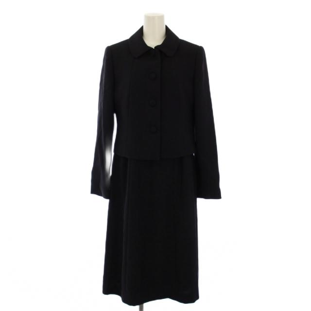 【中古】ユキトリイ ブラックフォーマル 喪服 セットアップ ジャケット ワンピース 半袖 9AR 黒 レディース