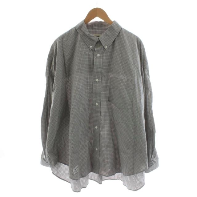 【中古】未使用品 エレファントトライバルファブリックス シャツ 長袖 チェック柄 F グレー