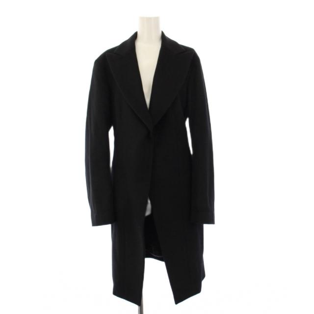 【中古】ヨウジヤマモト W/CA BEAVER PEAKED LAPEL SINGLE B JACKET チェスターコート ロング カシミヤ混 2 黒